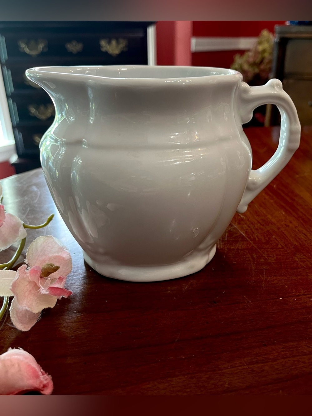 Vintage Two’s Company 6” White Ironstone-Style 1980s English Farmhouse Jug